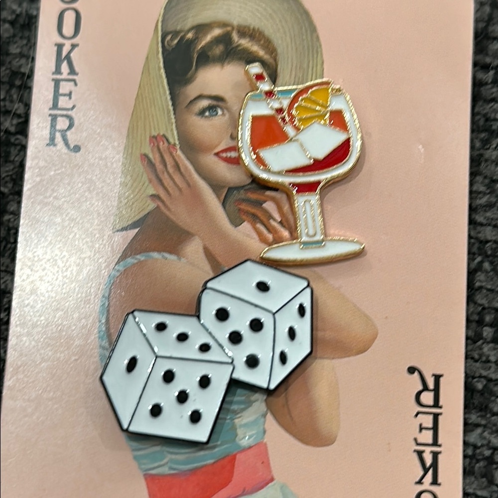 Retro Cocktail and Dice Gambling and cocktails Enamel Pin Set​